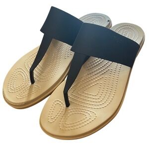 Crocs Tulu Flip Sandals Womens Tan Black Minimalist Casual 206752 Size 10
